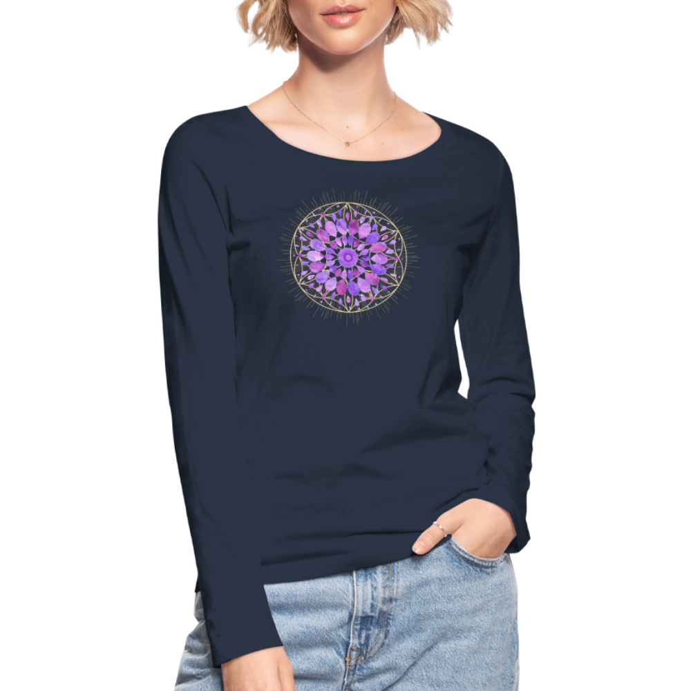 Mandala lila / Frauen Bio-Langarmshirt von Stanley & Stella - Navy