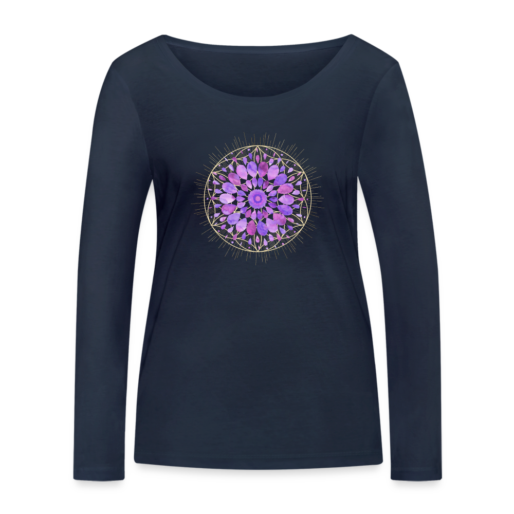 Mandala lila / Frauen Bio-Langarmshirt von Stanley & Stella - Navy