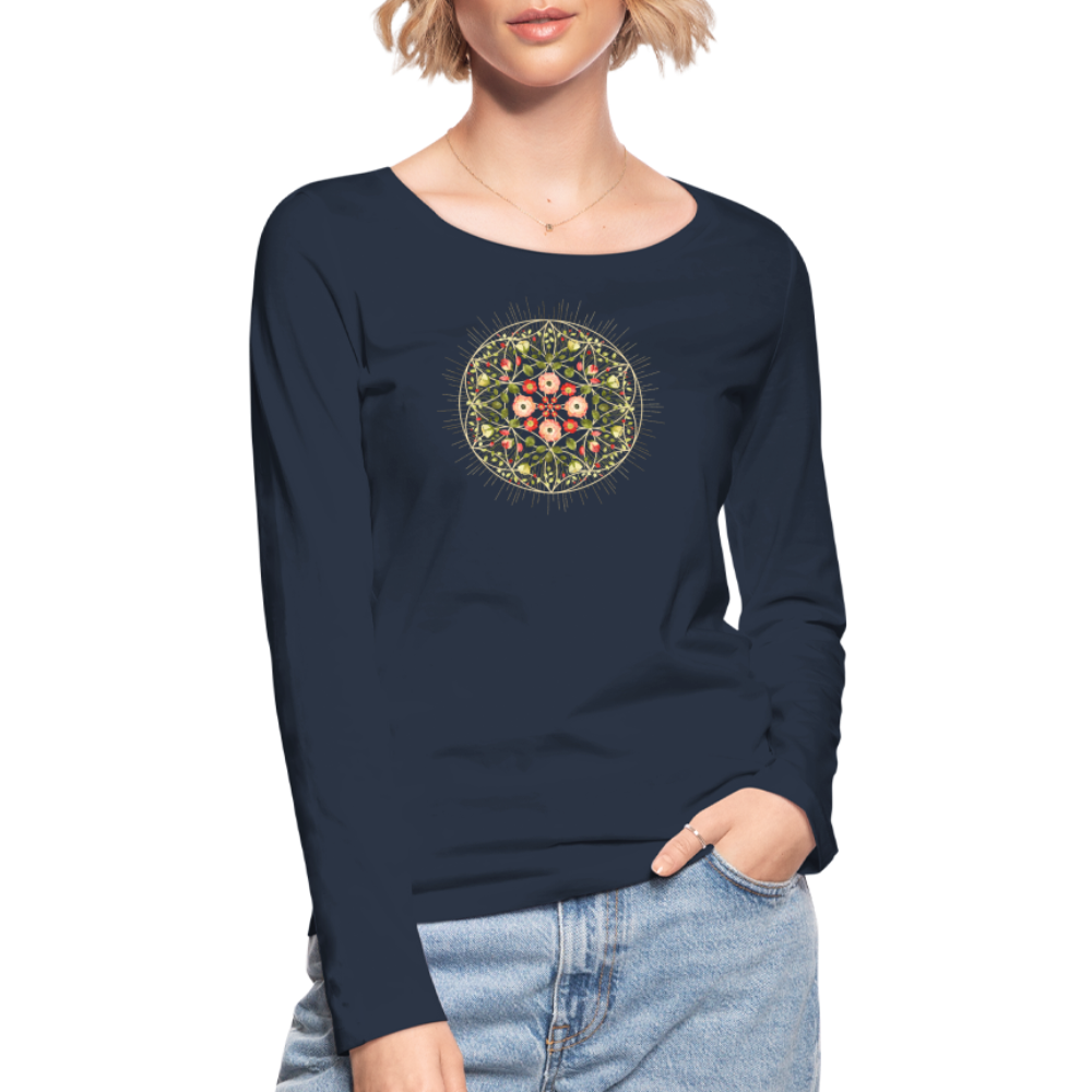 Mandala Blüten / Frauen Bio-Langarmshirt von Stanley & Stella - Navy