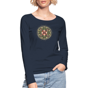 Mandala Blüten / Frauen Bio-Langarmshirt von Stanley & Stella - Navy