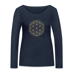 Mandala Blume des Lebens / Frauen Bio-Langarmshirt von Stanley & Stella - Navy