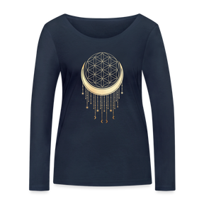 Mondsichel mit Sternen / Frauen Bio-Langarmshirt von Stanley & Stella - Navy