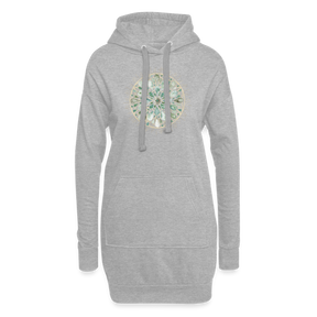 Mandala türkis / Hoodie-Kleid - Grau meliert