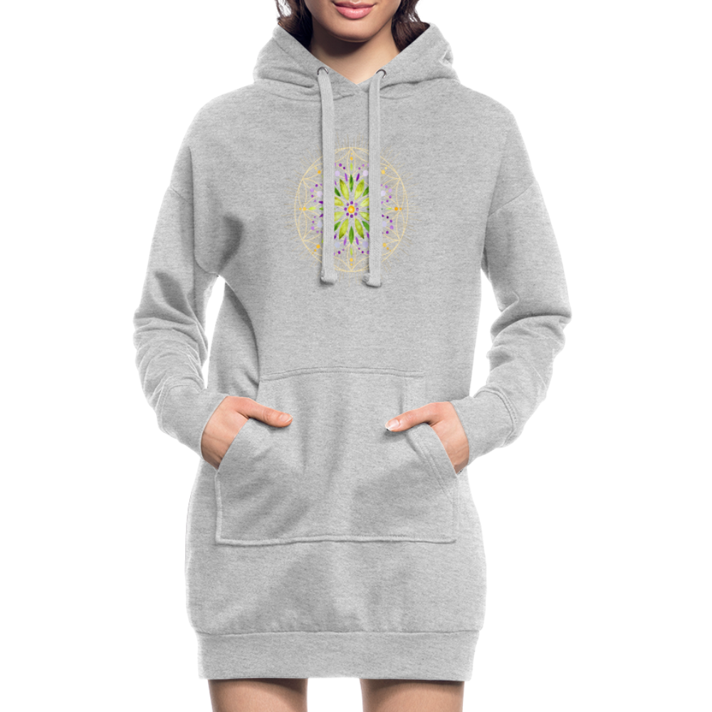 Mandala grün / Hoodie-Kleid - Grau meliert