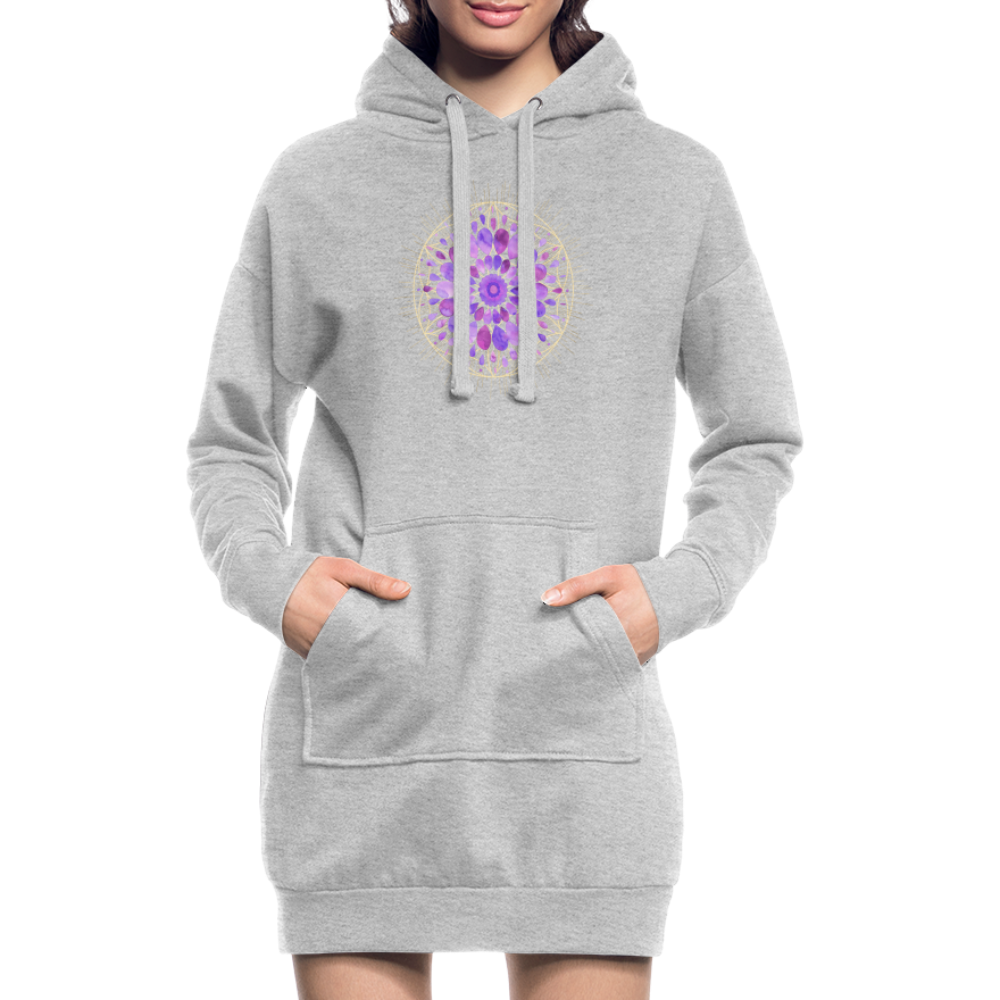 Mandala lila / Hoodie-Kleid - Grau meliert