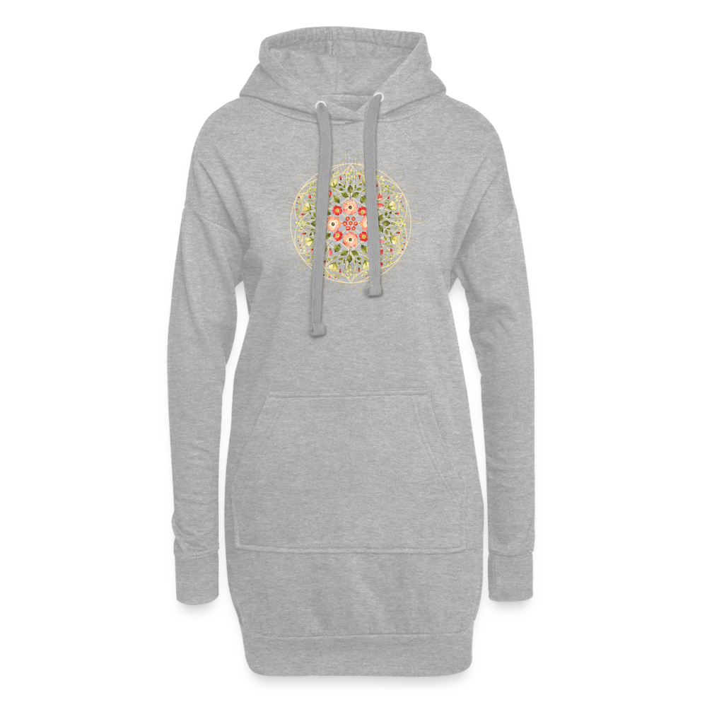 Mandala Blüten / Hoodie-Kleid - Grau meliert