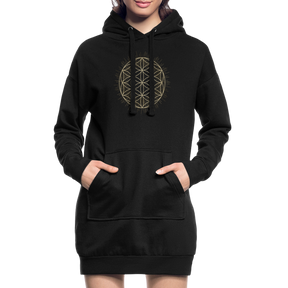 Mandala Blume des Lebens / Hoodie-Kleid - Schwarz