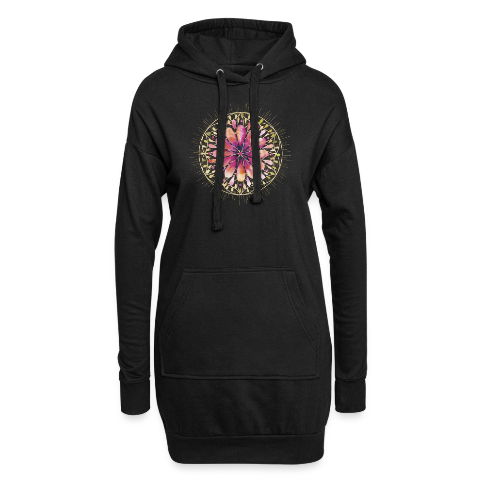 Mandala rot / Hoodie-Kleid - Schwarz