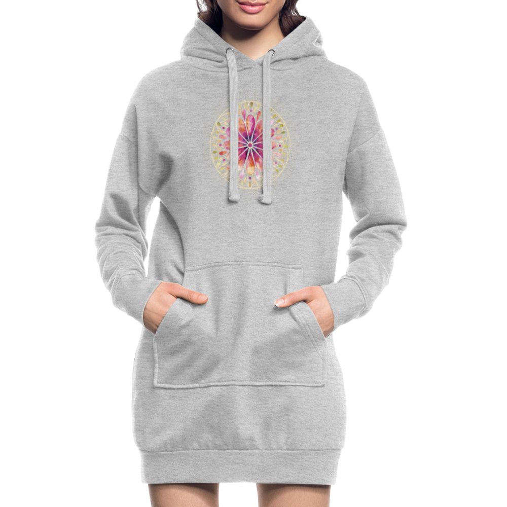 Mandala rot / Hoodie-Kleid - Grau meliert