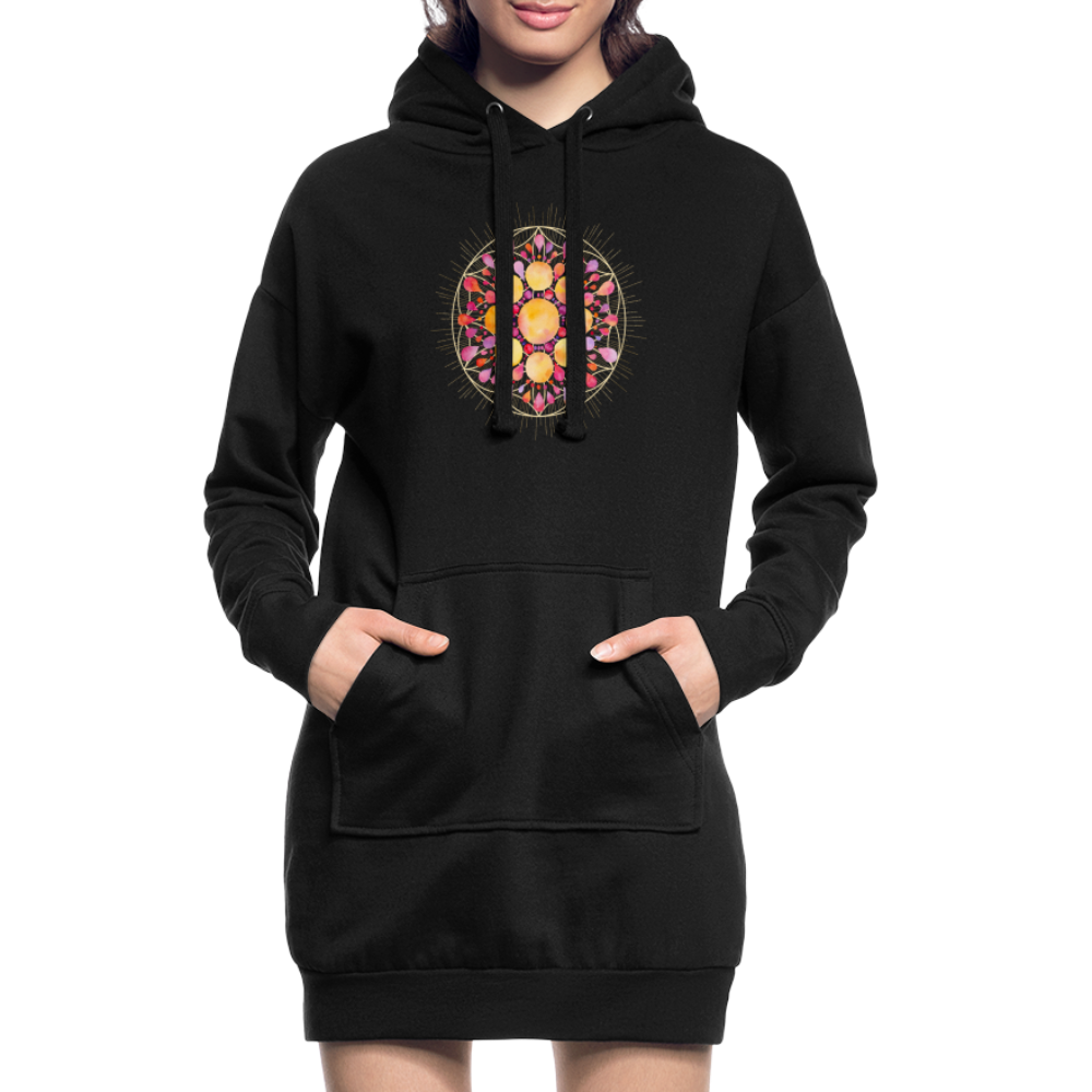 Mandala pink-lila / Hoodie-Kleid - Schwarz