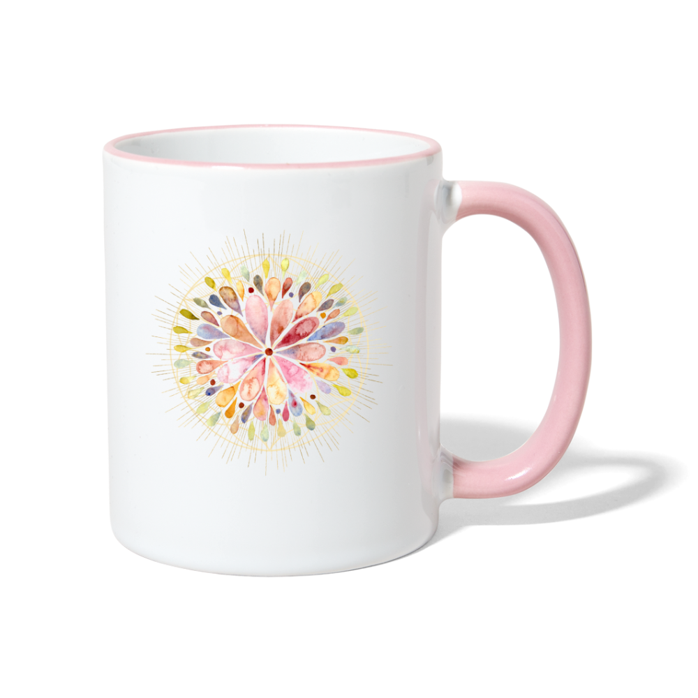 Mandala bunt / Tasse - Weiß/Pink