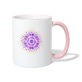 Mandala lila / Tasse - Weiß/Pink