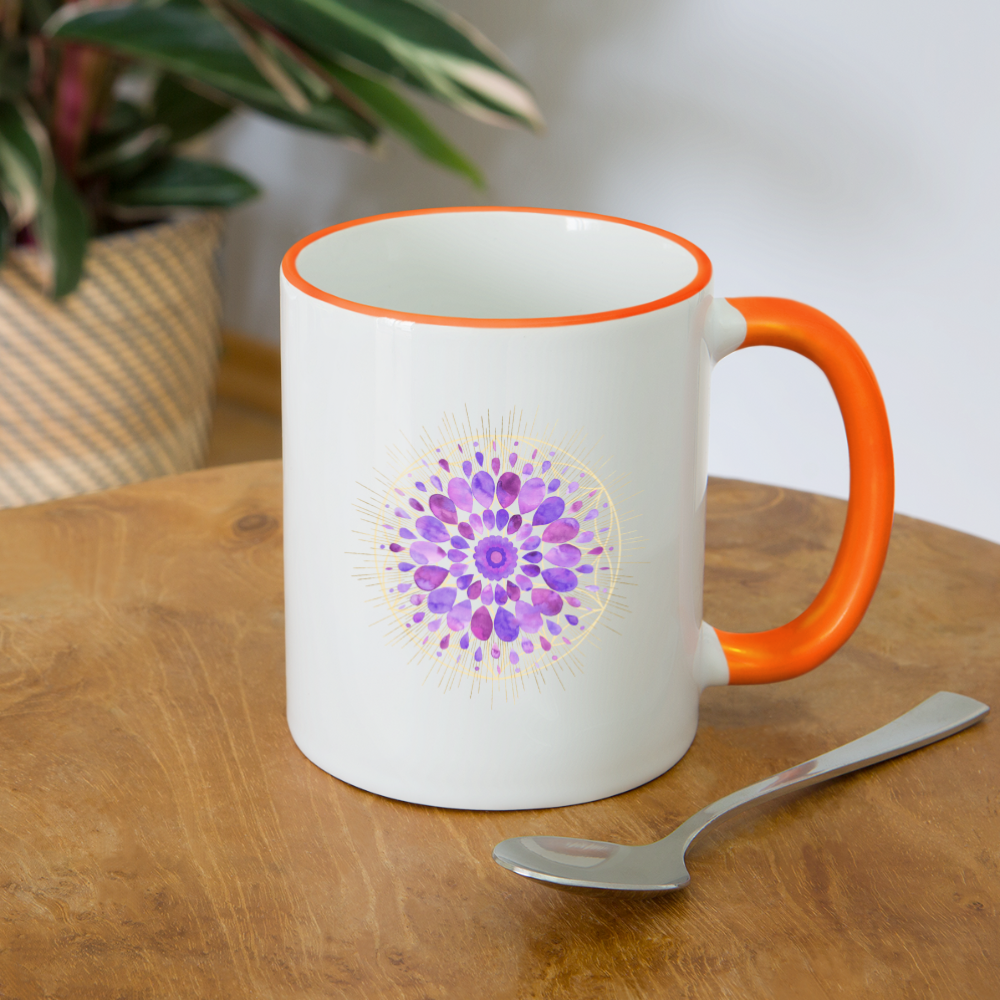 Mandala lila / Tasse - Weiß/Orange