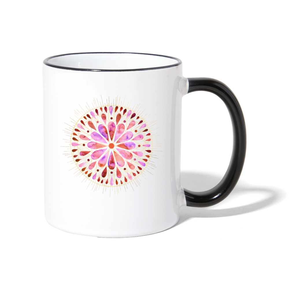 Mandala pink-rose / Tasse - Weiß/Schwarz