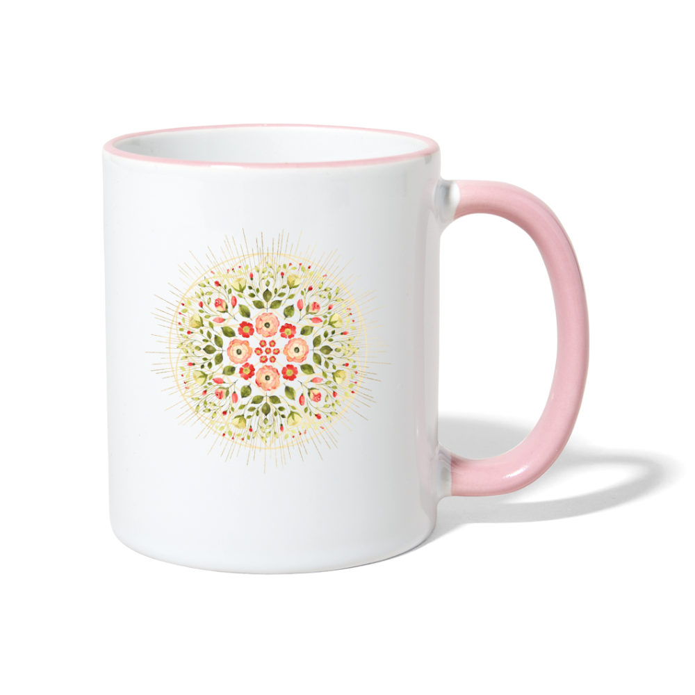 Mandala Blüten / Tasse - Weiß/Pink