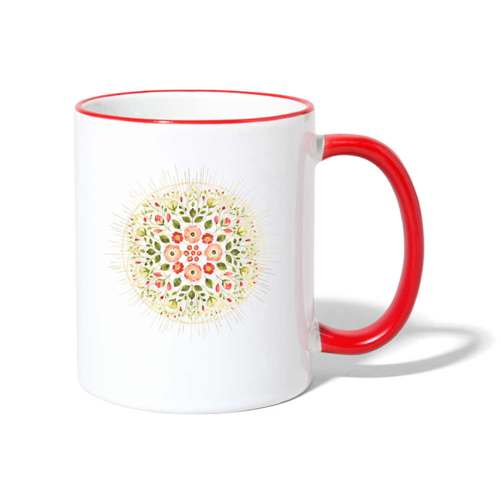 Mandala Blüten / Tasse - Weiß/Rot