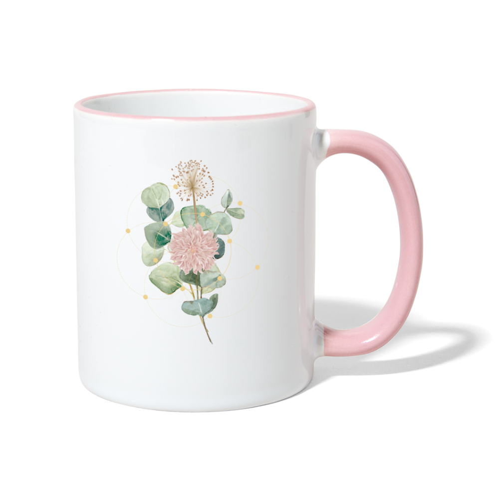 Geometrie Bloom / Keramik-Tasse - Weiß/Pink