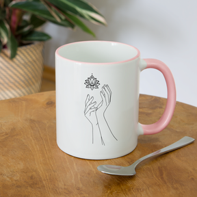 Lotushands / Keramiktasse - Weiß/Pink