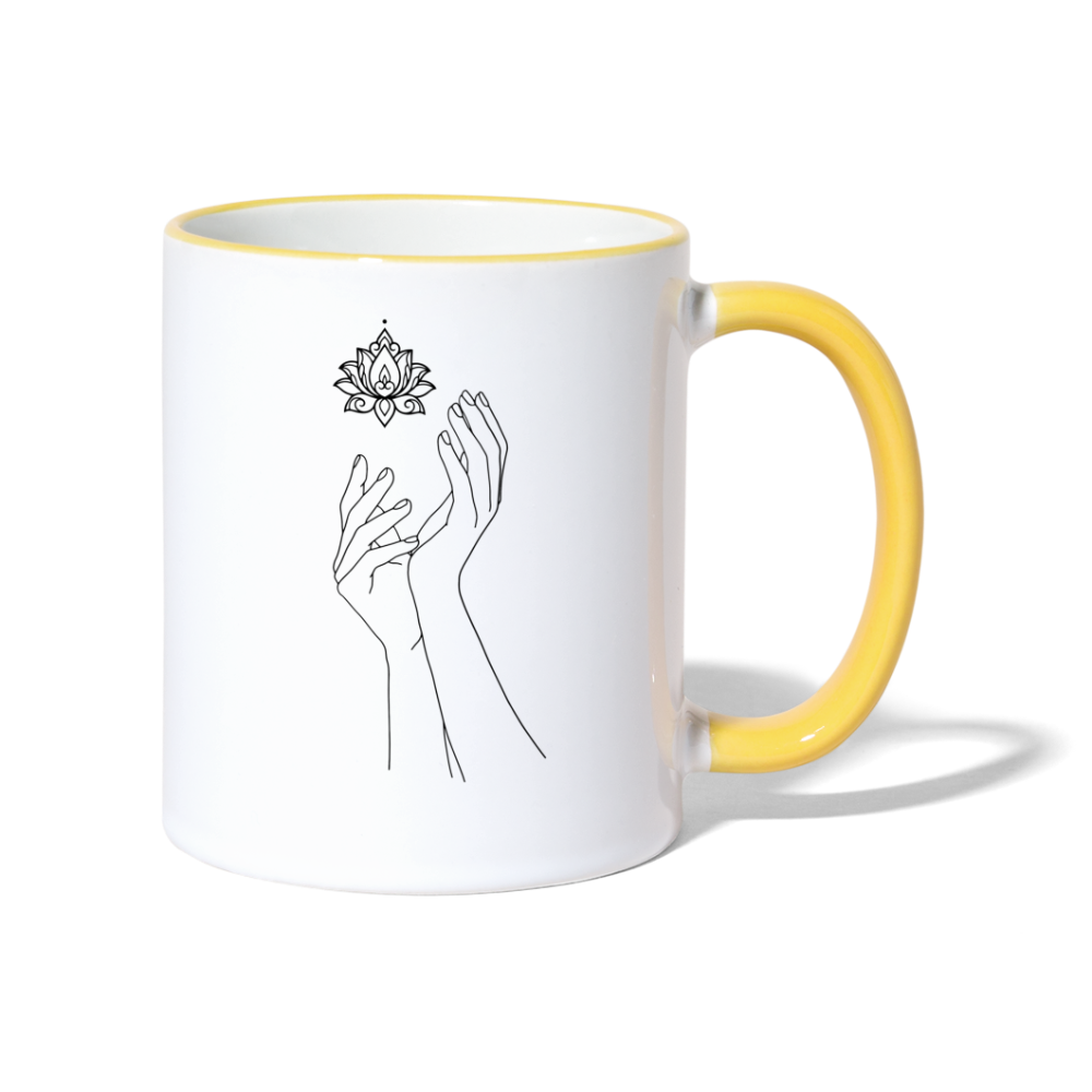 Lotushands / Keramiktasse - Weiß/Gelb