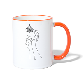 Lotushands / Keramiktasse - Weiß/Orange