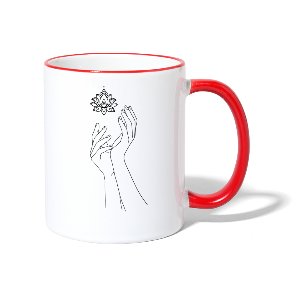 Lotushands / Keramiktasse - Weiß/Rot