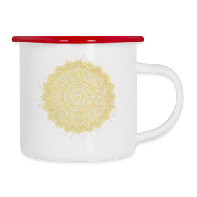 Magic Mandala / Emaille -Tasse - Weiß/Rot