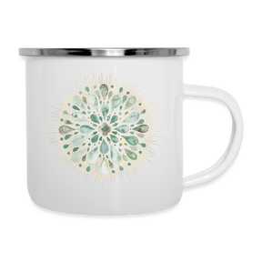 Mandala türkis / Emaille -Tasse - weiß