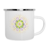 Mandala grün / Emaille -Tasse - weiß