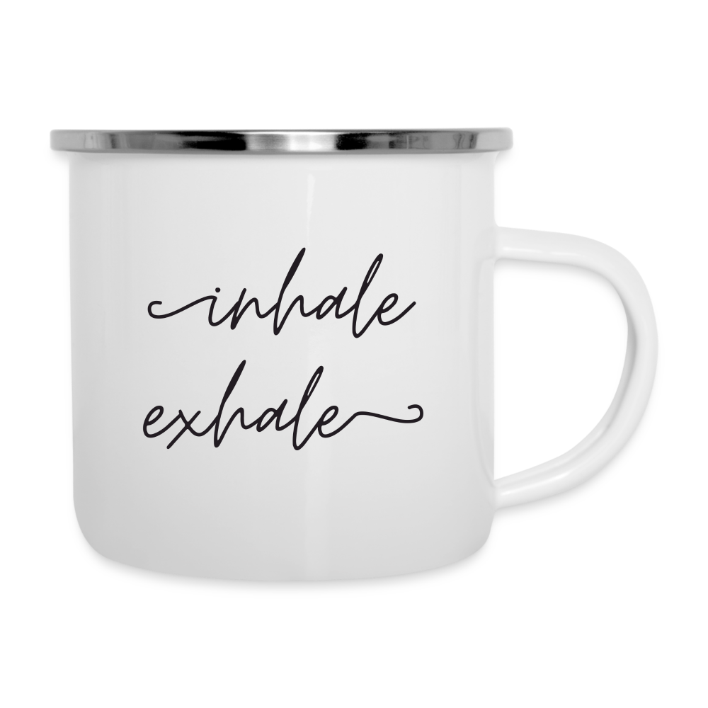 Inhale Exhale/ Emaille-Tasse - weiß