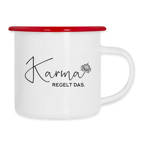 Karma / Emaille-Tasse - Weiß/Rot
