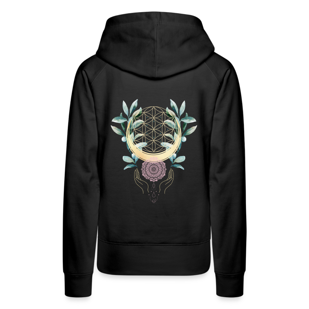 Mandala Golden Bloom / Backprint Hoodie - Schwarz