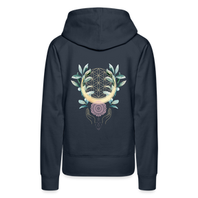 Mandala Golden Bloom / Backprint Hoodie - Navy