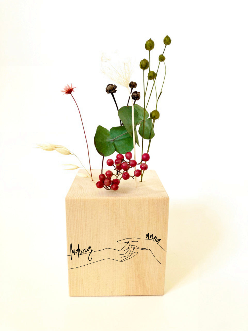 Zirben Flower Cubes / Hände Strichzeichnungen