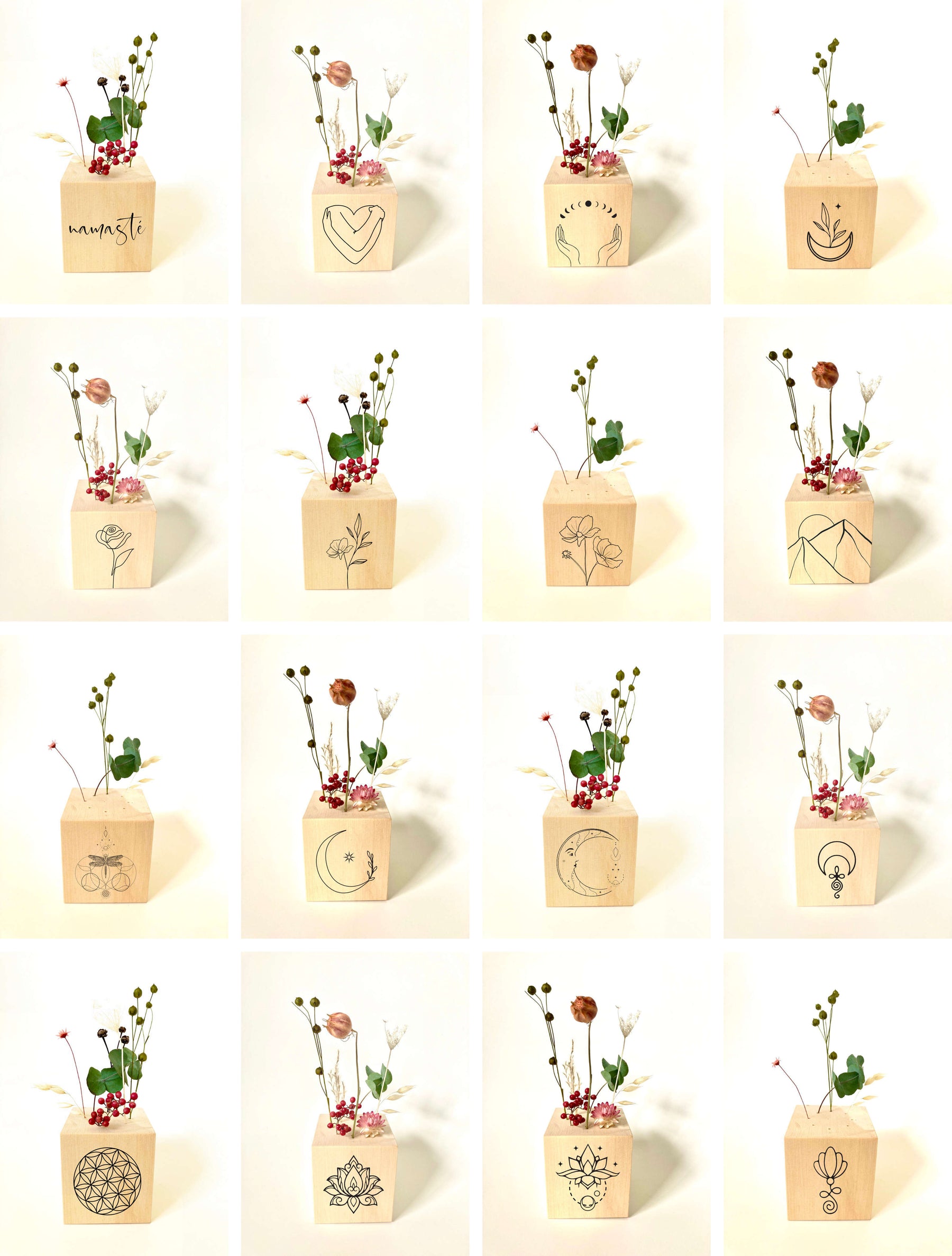 Zirben Flower Cubes / Yoga Strichzeichnungen